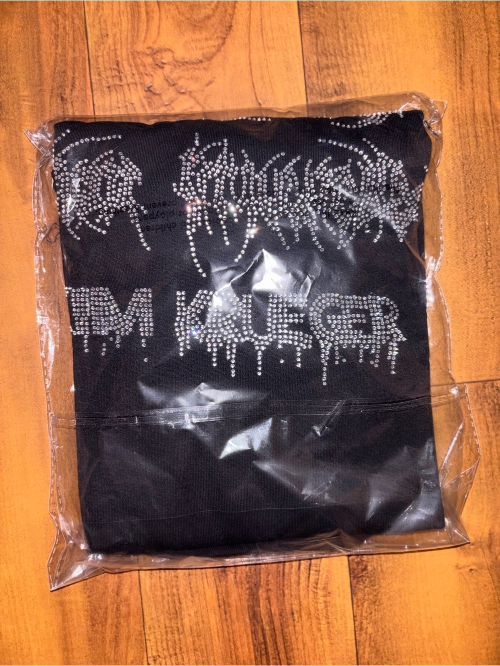 Kim Krueger Rhinestone Black L/S Shirt Large Brand New - Stickers Gothic Skater